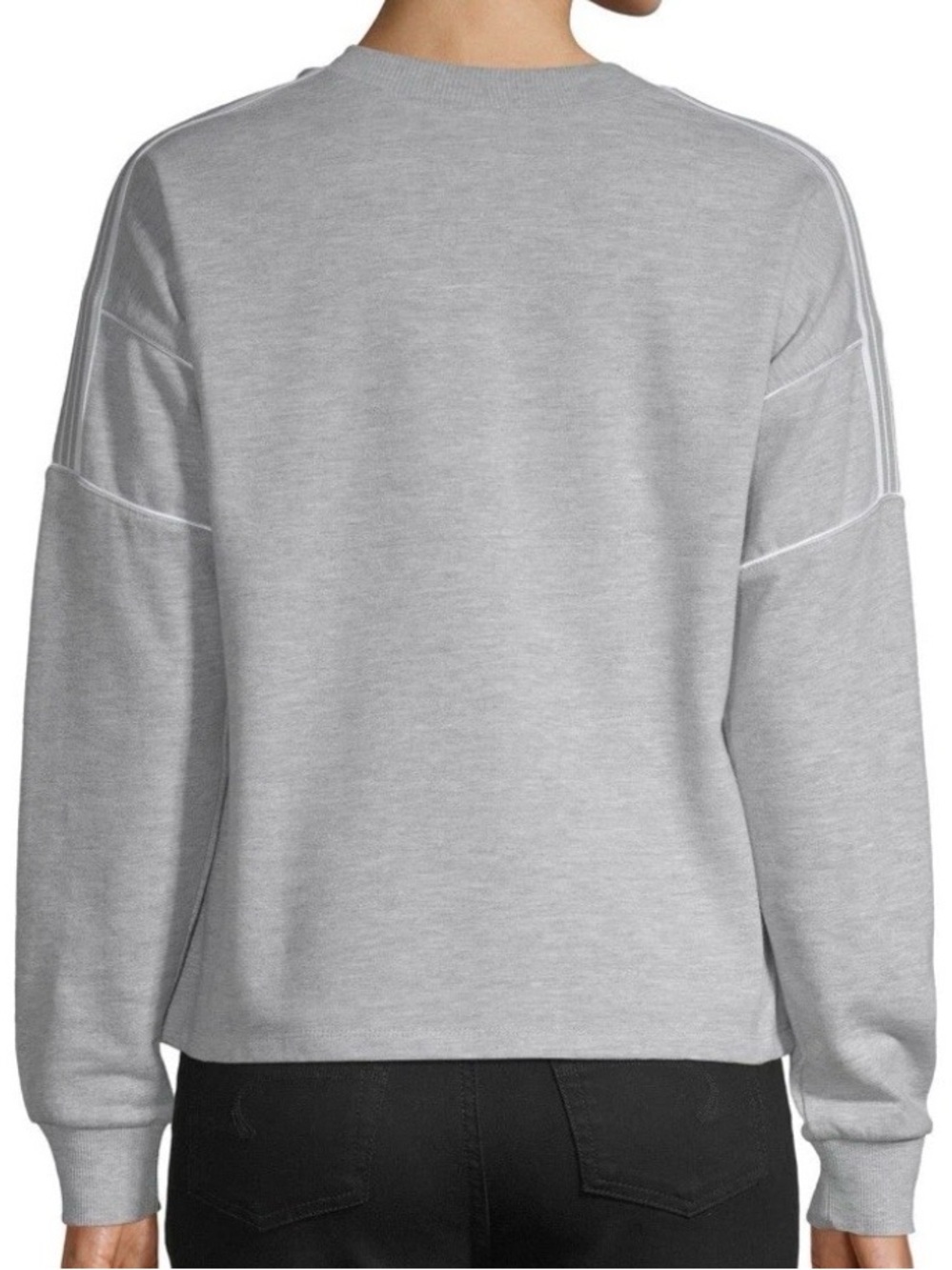 No Boundaries Light Gray Quilted Heart Crewneck Sweatshirt - Picture 4 of 5